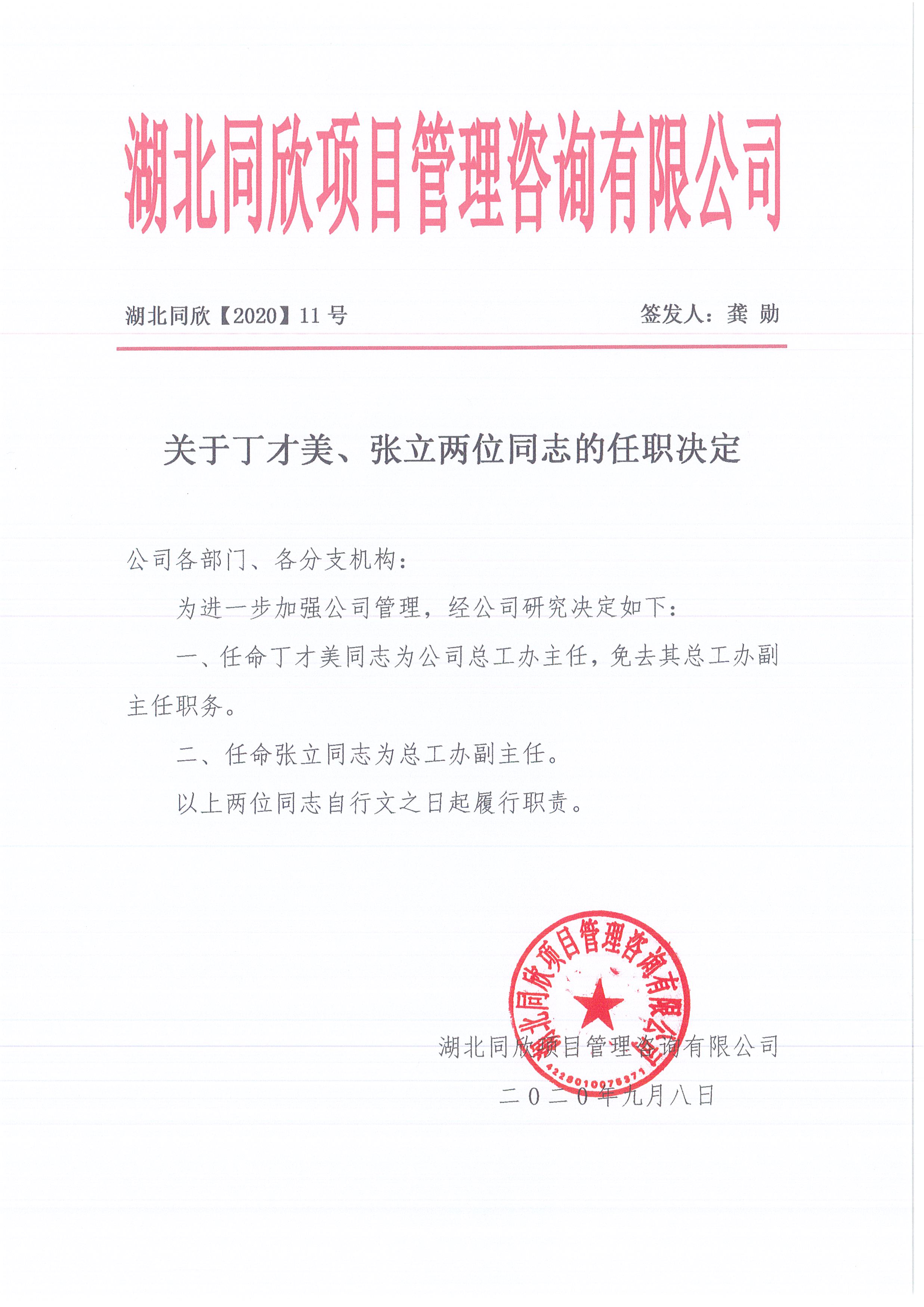 湖北凯时尊龙人生就是博[2020]11号关于丁才美、张立两位同志的任职决定.jpg
